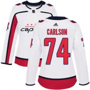 Wholesale Cheap Adidas Capitals #74 John Carlson White Road Authentic Women's Stitched NHL Jersey
