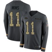 Wholesale Cheap Nike Jets #11 Denzel Mim Anthracite Salute to Service Men's Stitched NFL Limited Therma Long Sleeve Jersey