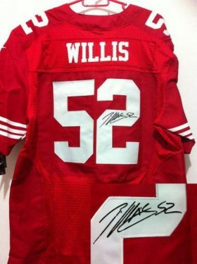 Wholesale Cheap Nike 49ers #52 Patrick Willis Red Team Color Men\'s Stitched NFL Elite Autographed Jersey