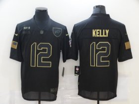 Wholesale Cheap Men\'s Buffalo Bills #12 Jim Kelly Black 2020 Salute To Service Stitched NFL Nike Limited Jersey