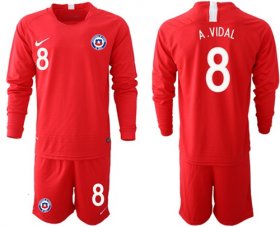 Wholesale Cheap Chile #8 A.Vidal Home Long Sleeves Soccer Country Jersey