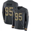 Wholesale Cheap Nike Panthers #95 Derrick Brown Anthracite Salute to Service Youth Stitched NFL Limited Therma Long Sleeve Jersey