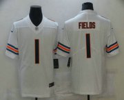 Wholesale Cheap Men's Chicago Bears #1 Justin Fields White 2021 Vapor Untouchable Stitched NFL Nike Limited Jersey