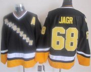 Wholesale Cheap Penguins #68 Jaromir Jagr Black/Yellow CCM Throwback Stitched NHL Jersey