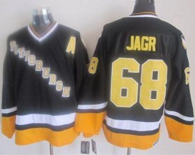 Wholesale Cheap Penguins #68 Jaromir Jagr Black/Yellow CCM Throwback Stitched NHL Jersey
