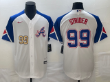 Cheap Men's Atlanta Braves #99 Spencer Strider Number White 2023 City Connect Cool Base Stitched Jersey