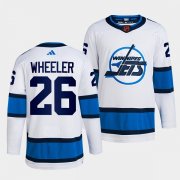 Wholesale Cheap Men's Winnipeg Jets #26 Blake Wheeler White 2022 Reverse Retro Stitched Jersey