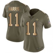 Wholesale Cheap Nike Saints #11 Deonte Harris Olive/Gold Women's Stitched NFL Limited 2017 Salute To Service Jersey