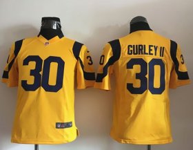 Wholesale Cheap Nike Rams #30 Todd Gurley II Gold Youth Stitched NFL Elite Rush Jersey