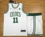Wholesale Cheap Men's Boston Celtics #11 Kyrie Irving White 2017-2018 Nike Swingman Stitched NBA Jersey With Shorts