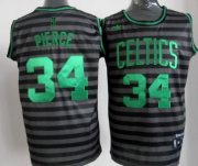 Wholesale Cheap Boston Celtics #34 Paul Pierce Gray With Black Pinstripe Jersey