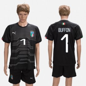 Wholesale Cheap Italy #1 Buffon Black Goalkeeper Soccer Country Jersey