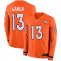 Wholesale Cheap Nike Broncos #13 KJ Hamler Orange Team Color Men's Stitched NFL Limited Therma Long Sleeve Jersey