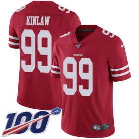 Wholesale Cheap Nike 49ers #99 Javon Kinlaw Red Team Color Men\'s Stitched NFL 100th Season Vapor Untouchable Limited Jersey