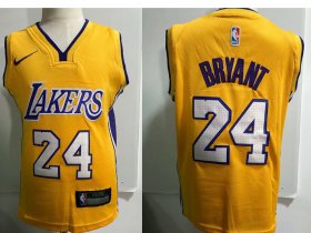 Wholesale Cheap Los Angeles Lakers #24 Kobe Bryant Yellow Toddlers Jersey