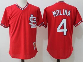 Wholesale Cheap Mitchell And Ness Cardinals #4 Yadier Molina Red Throwback Stitched MLB Jersey