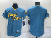 Wholesale Cheap Men's Milwaukee Brewers Blank Number Blue 2022 City Connect Flex Base Stitched Jersey