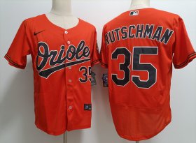 Wholesale Cheap Men\'s Baltimore Orioles #35 Adley Rutschman Orange Stitched Flex Base Nike Jersey
