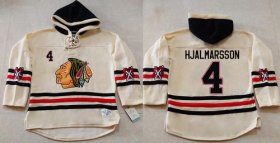 Wholesale Cheap Blackhawks #4 Niklas Hjalmarsson Cream Heavyweight Pullover Hoodie Stitched NHL Jersey