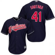 Wholesale Cheap Indians #41 Carlos Santana Navy Blue New Cool Base Stitched MLB Jersey