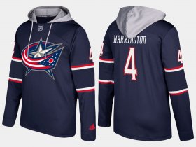 Wholesale Cheap Blue Jackets #4 Scott Harrington Navy Name And Number Hoodie