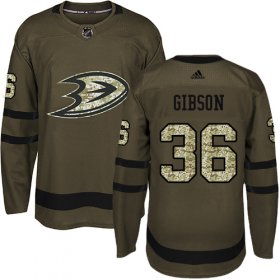 Wholesale Cheap Adidas Ducks #36 John Gibson Green Salute to Service Youth Stitched NHL Jersey
