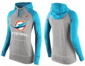 Wholesale Cheap Women\'s Nike Miami Dolphins Performance Hoodie Grey & Blue_1
