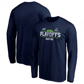 Wholesale Cheap Seattle Seahawks 2019 NFL Playoffs Bound Chip Shot Long Sleeve T-Shirt College Navy