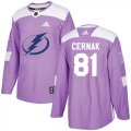 Cheap Adidas Lightning #81 Erik Cernak Purple Authentic Fights Cancer Stitched NHL Jersey