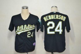Wholesale Cheap Athletics #24 Rickey Henderson Black Cool Base Stitched MLB Jersey