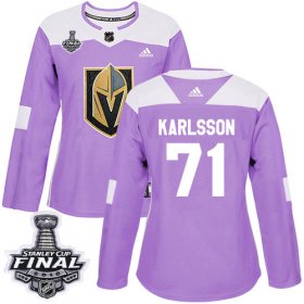 Wholesale Cheap Adidas Golden Knights #71 William Karlsson Purple Authentic Fights Cancer 2018 Stanley Cup Final Women\'s Stitched NHL Jersey