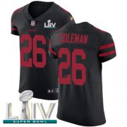 Wholesale Cheap Nike 49ers #26 Tevin Coleman Black Super Bowl LIV 2020 Alternate Men's Stitched NFL Vapor Untouchable Elite Jersey