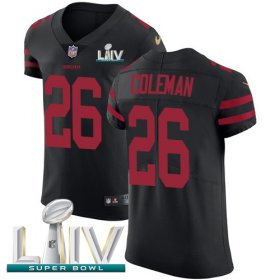 Wholesale Cheap Nike 49ers #26 Tevin Coleman Black Super Bowl LIV 2020 Alternate Men\'s Stitched NFL Vapor Untouchable Elite Jersey