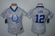Wholesale Cheap Nike Colts #12 Andrew Luck Zebra Women's Stitched NFL Elite Jersey