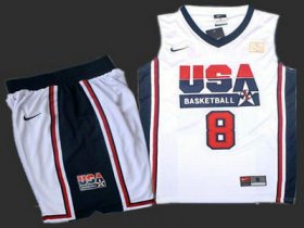 Wholesale Cheap USA Basketball Retro 1992 Olympic Dream Team 8 Scottie Pippen White Basketball Suit