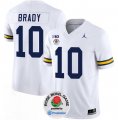 Cheap Men's Michigan Wolverines #10 Tom Brady 2023 F.U.S.E. White Rose Bowl Patch Stitched Jersey