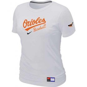Wholesale Cheap Women\'s Baltimore Orioles Nike Short Sleeve Practice MLB T-Shirt White