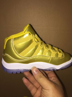 Wholesale Cheap Kid\'s Jordan 11 Retro Shoes Gold/White