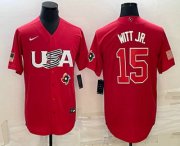 Cheap Men's USA Baseball #15 Bobby Witt Jr 2023 Red World Baseball Classic Stitched Jerseys