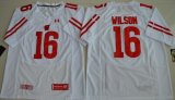 Wholesale Cheap Men's Wisconsin Badgers #16 Russell Wilson White Stitched College Football 2016 Under Armour NCAA Jersey