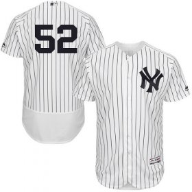 Wholesale Cheap Yankees #52 C.C. Sabathia White Strip Flexbase Authentic Collection Stitched MLB Jersey