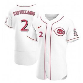 Wholesale Cheap Men\'s Cincinnati Reds #2 Nick Castellanos White 2021 Home Player Jersey