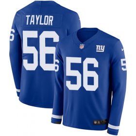 Wholesale Cheap Nike Giants #56 Lawrence Taylor Royal Blue Team Color Men\'s Stitched NFL Limited Therma Long Sleeve Jersey