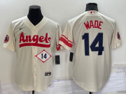 Wholesale Cheap Men's Los Angeles Angels #14 Tyler Wade Number Cream 2022 City Connect Cool Base Stitched Jersey