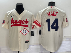 Wholesale Cheap Men\'s Los Angeles Angels #14 Tyler Wade Number Cream 2022 City Connect Cool Base Stitched Jersey