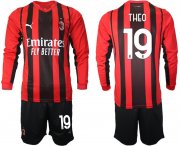 Wholesale Cheap Men 2021-2022 Club Ac Milan home red Long Sleeve 19 Soccer Jersey