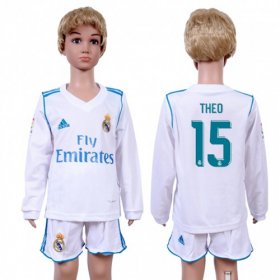 Wholesale Cheap Real Madrid #15 Theo Home Long Sleeves Kid Soccer Club Jersey