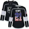 Wholesale Cheap Adidas Kings #21 Mario Kempe Black Home Authentic USA Flag Women's Stitched NHL Jersey