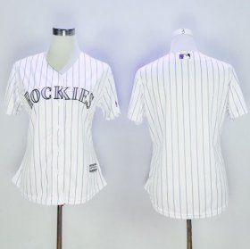 Wholesale Cheap Rockies Blank White Strip Women\'s Home Stitched MLB Jersey