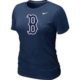 Wholesale Cheap Women\'s MLB Boston Red Sox Heathered Nike Blended T-Shirt Dark Blue